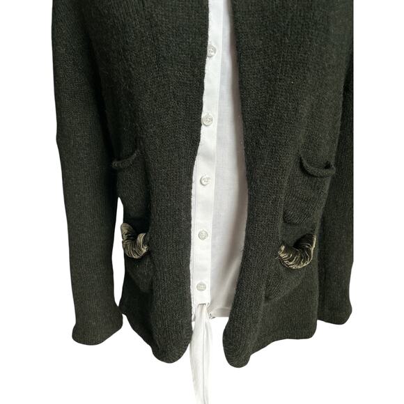 D. Exterior Large‎ Wool Blend Forest Green Velvet Collar & Pockets Details Italy - Picture 4 of 7